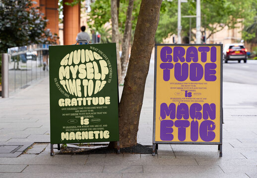 Custom Design mockup With Two Blank A-frames in Sydney