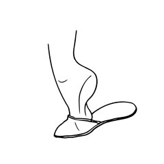 female fit in house slipper with raised heel - hand drawn line art