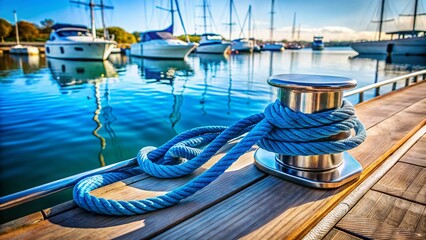 Aerial Close-Up of Boat Dock Knecht Mount with Blue Rope - Drone Photography