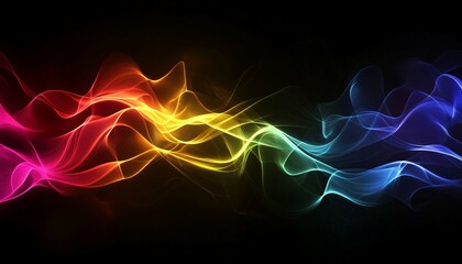 Abstract Rainbow Colored Light Waves Flowing