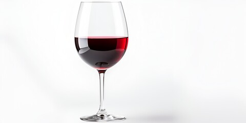 A glass of red wine on a white background, isolated, with no shadow, reflection, focus blur effect, 