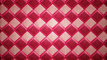 Red Pink Diamond Checkerboard Pattern Fabric Print Design - Seamless Repeat Texture