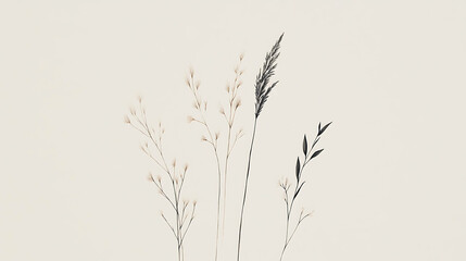 Minimalist botanical illustrations with a neutral backdrop