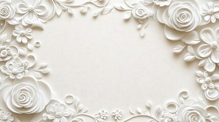 Elegant White Floral Border Design Background