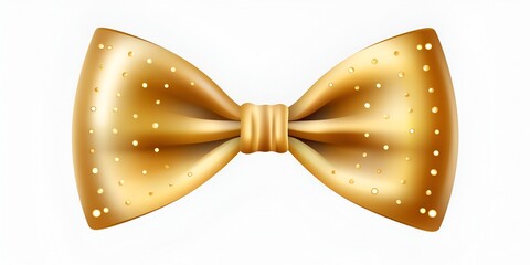 A golden bow, vector illustration, on a white background, with no shadow or projection