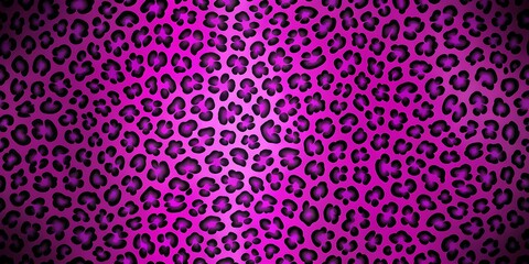 Vibrant purple neon leopard print with bold black outlines and metallic sheen on a dark grey background