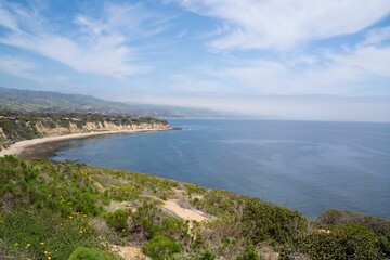 Malibu coastline panorama with clear skies.