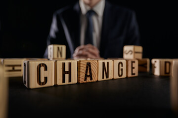 Obraz premium Changing word Change to Chance on wooden blocks concept for optimistic, opportunity and career growth