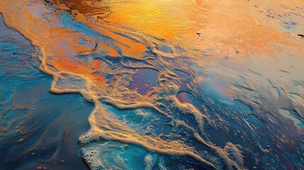 Sunrise, muddy tide. Generative AI