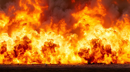 Fototapeta premium Fiery Inferno Wall of Flames, fire, blaze, burning, combustion, heat