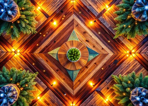 Aerial View of Cedar Plank Surface, Stylized O5 Background - Stock Photo