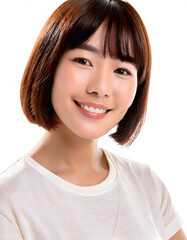 Fototapeta premium Portrait of a Smiling Young Woman with a Clean White Background