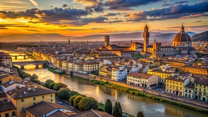 Obraz premium Aerial View of Florence, Italy: Scenic Cityscape at Sunset