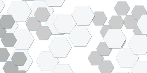 Abstract technology white and grey geometric hexagon on transparent concept design honeycomb shape vector. 