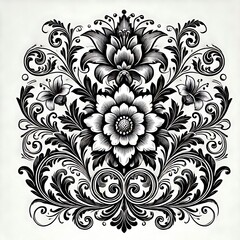 Fototapeta premium Elegant Black and White Floral Design for Decorative Projects