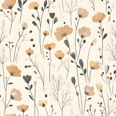Naklejka premium Creative Seamless Pattern 2D Doodle Floral Illustrations for wallpaper, card, tile.
