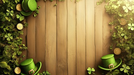 Detailed St Patricks Day theme with gold coins and shamrocks