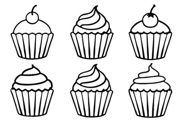 Cupcake Line Art Set for Print & Digital