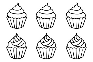 Cupcake Line Art Set for Print & Digital