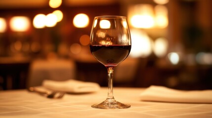 Wine glass on table. Generative AI