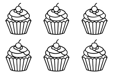 Cupcake Line Art Set for Print & Digital