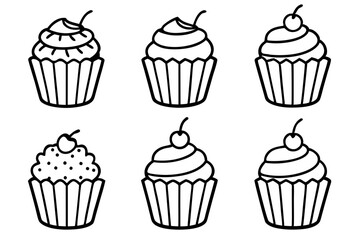 Cupcake Line Art Set for Print & Digital