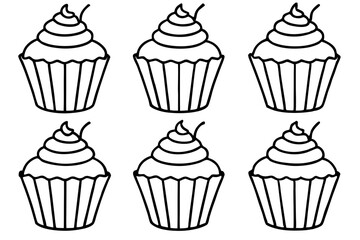 Cupcake Line Art Set for Print & Digital