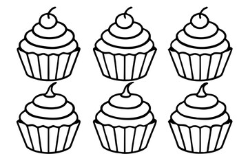 Cupcake Line Art Set for Print & Digital
