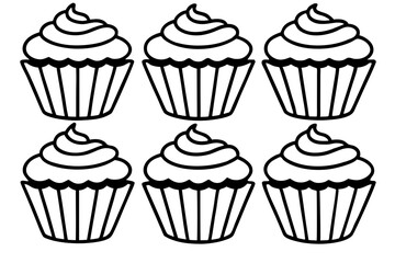 Cupcake Line Art Set for Print & Digital