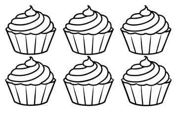 Cupcake Line Art Set for Print & Digital