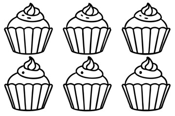 Cupcake Line Art Set for Print & Digital