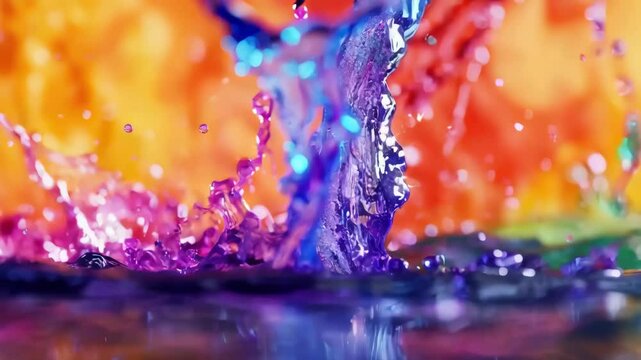 A captivating water splash produces colorful ripples in a rainbow setting, showcasing creativity.