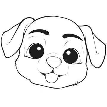 recommend clip art: Head Dog Character Illustration, Coloring Book Page with Dog, Coloring page outline of a cute dog, coloring page with Animal character.