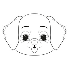 Head Dog Character Illustration, Coloring Book Page with Dog, Coloring page outline of a cute dog, coloring page with Animal character.