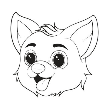 recommend clip art: Head Dog Character Illustration, Coloring Book Page with Dog, Coloring page outline of a cute dog, coloring page with Animal character.