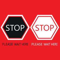  Stop Please wait here thank you vector icon