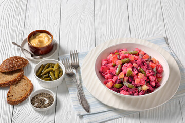 Rosolli, Finnish Christmas festive salad in a bowl