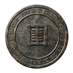 Ancient Bronze Coin Asian Culture Relic History Texture Symbol, Transparent Background, Ai Generative Images