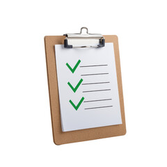 Clipboard with a check mark indicating completed tasks or checklist items in an office setting.