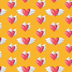 valentine love wing pattern with yellow background