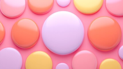 Colorful Circular Shapes on Soft Pink Background in Dynamic Arrangement for Creative Design Projects