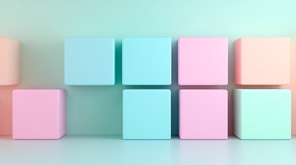 Colorful Cubes Against a Pastel Background for Modern Design and Creative Projects