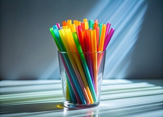 Obraz premium Architectural Photography: Straws in Glass Tumbler, Minimalist Still Life