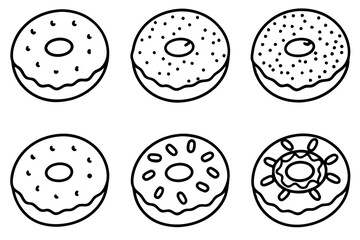 Fototapeta premium Donut Dreams Clean Line Art Set