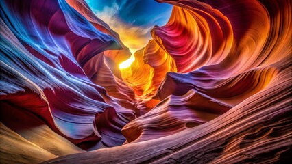 Arizona Antelope Canyon: Vibrant Abstract Panoramic Landscape