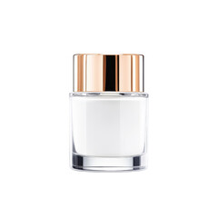 White bottle with gold lid and white base on a plain background for packaging and product display.