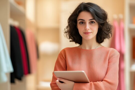 Engaging Fashion Consultant Boutique Store Portrait Indoor Eye-Level Insights