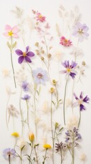 Obraz premium Real pressed spring flowers backgrounds pattern purple