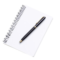 Notebook with a pen resting on top placed on a wooden surface for writing or note-taking purposes.