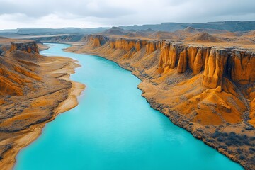 Stunning Canyon River Landscape with Turquoise Waters for Nature Photography and Posters